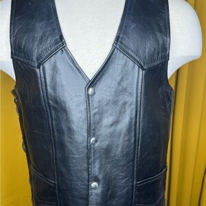 Harley-Davidson Black Leather Button-Front Vest